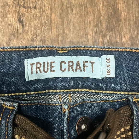 FINAL PRICE Men’s True Craft Tapered Denim Blue Jeans with Belt - Picture 5 of 7